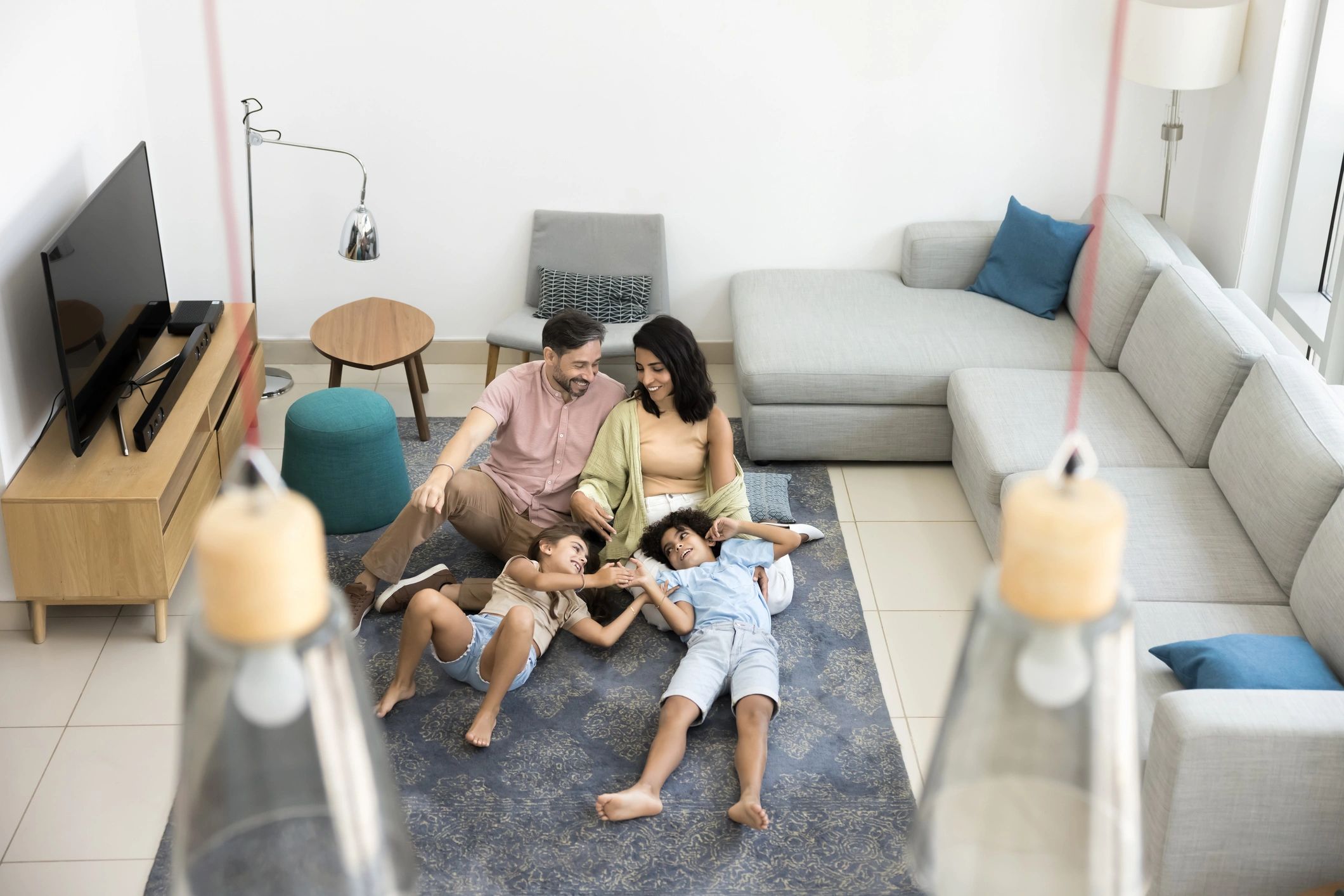 Family spending quality time together at home