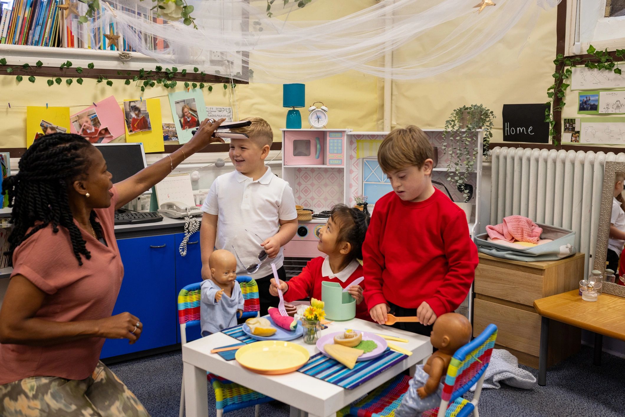 Children playing in a childcare classroom